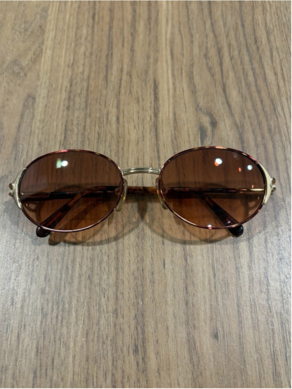 Vintage Y2K Oval Eyeglass Frames Gold Italy Sferoflex Brown Bifocal Lenses A3